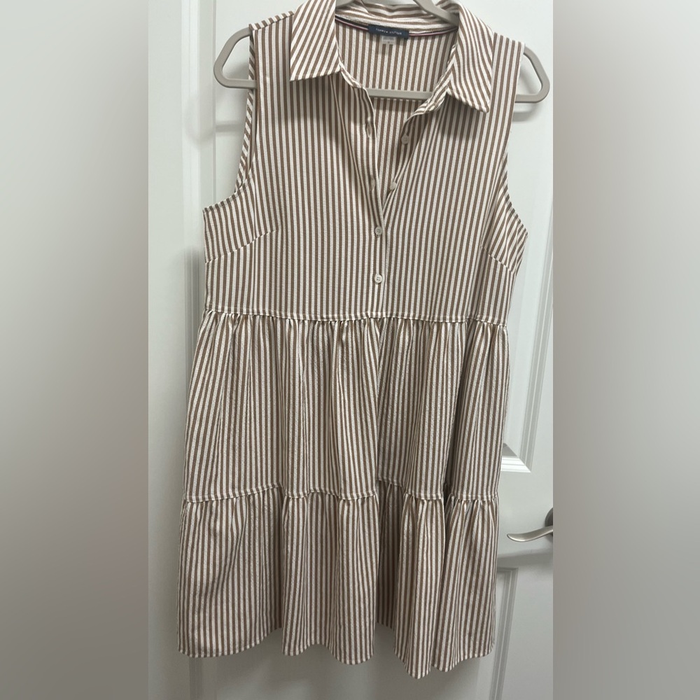 Tommy Hilfiger Brown and White Striped sundress